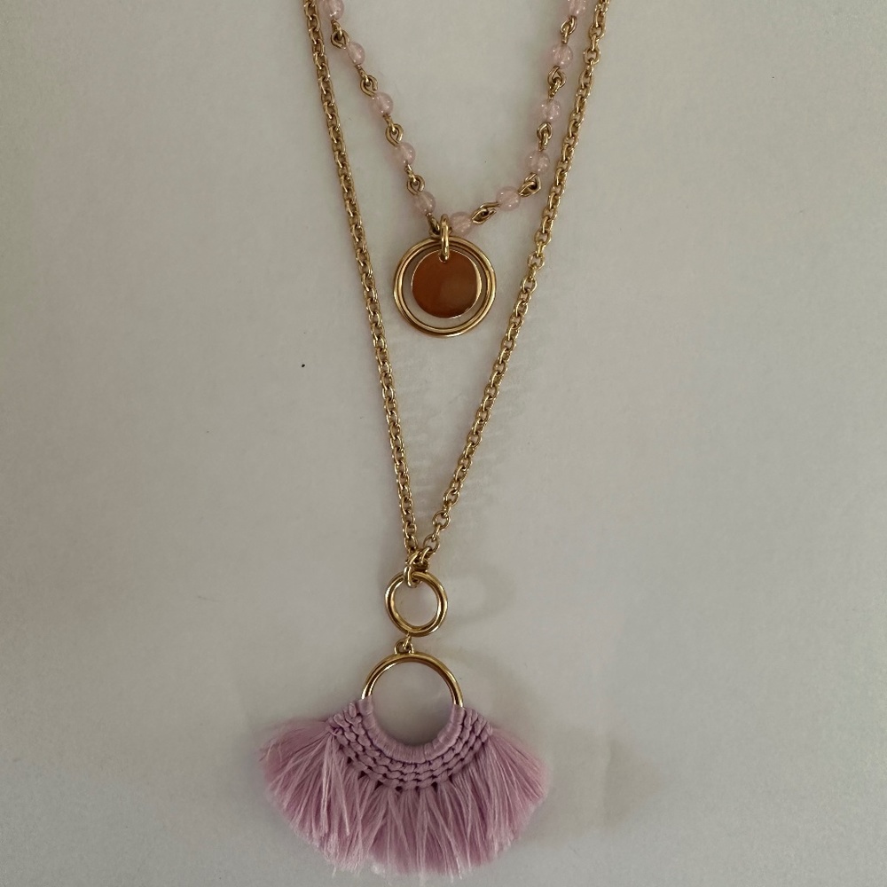 JCrew Lavender and gold tone double-stranded necklace